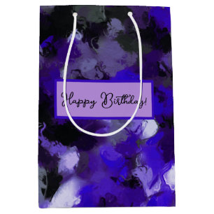 Purple, Gray, Black and Blue Abstract Medium Gift Bag