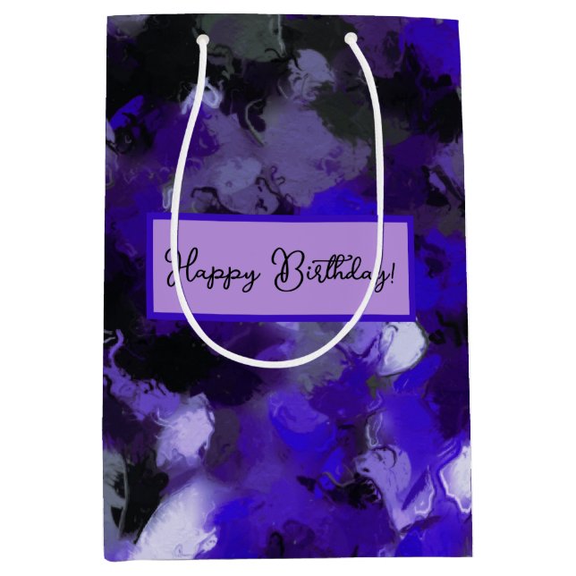 Purple, Gray, Black and Blue Abstract Medium Gift Bag (Front)