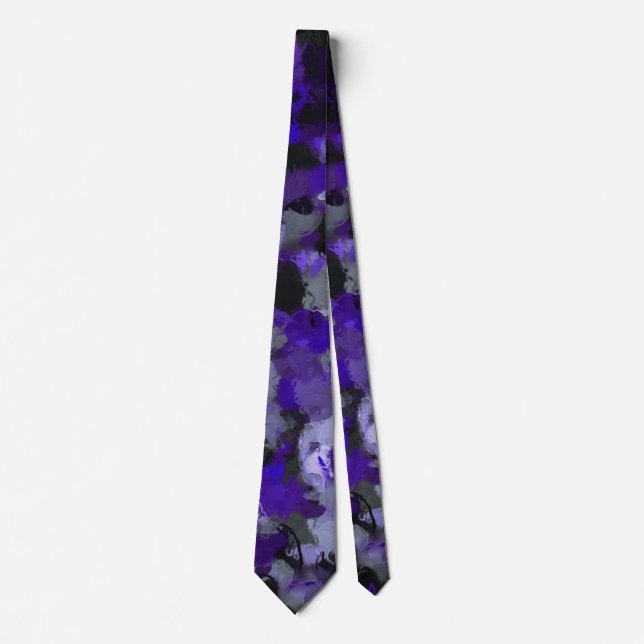 Purple, Gray, Black and Blue Abstract Neck Tie (Front)