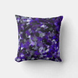 Purple, Gray, Black and Blue Abstract Throw Pillow
