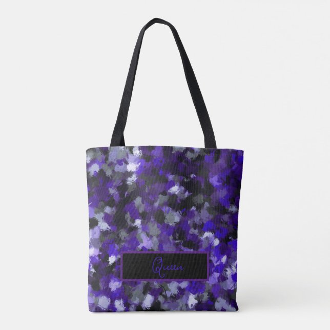 Purple, Gray, Black and Blue Abstract Tote Bag (Back)