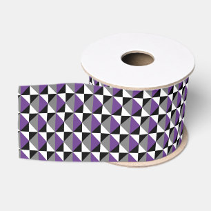 Purple, Gray, Black and White Square and Diamond Grosgrain Ribbon