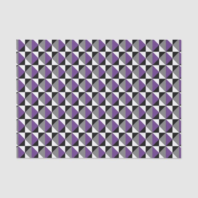 Purple, Gray, Black and White Square and Diamond Tissue Paper (Front)