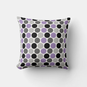 Purple, Gray, Black Retro Circles Pattern Throw Pillow