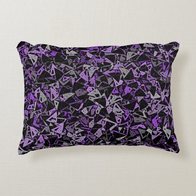 Purple Gray Black Triangle Seamless Pattern Accent Pillow (Front)