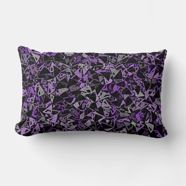 Purple Gray Black Triangle Seamless Pattern Lumbar Pillow (Front)