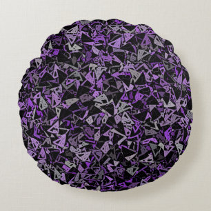 Purple Gray Black Triangle Seamless Pattern Round Pillow