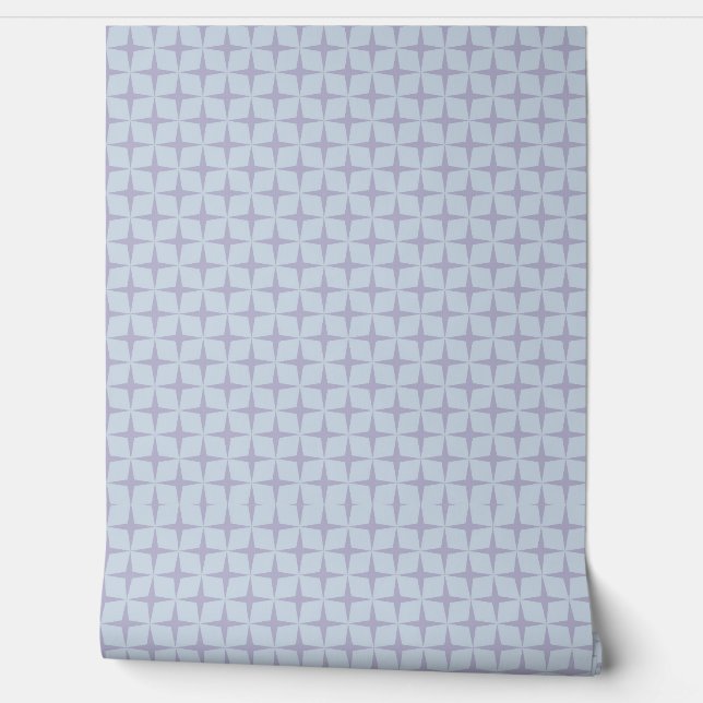 Purple Gray-Blue Compass Star Pattern Retro Style Wallpaper (Unrolling)