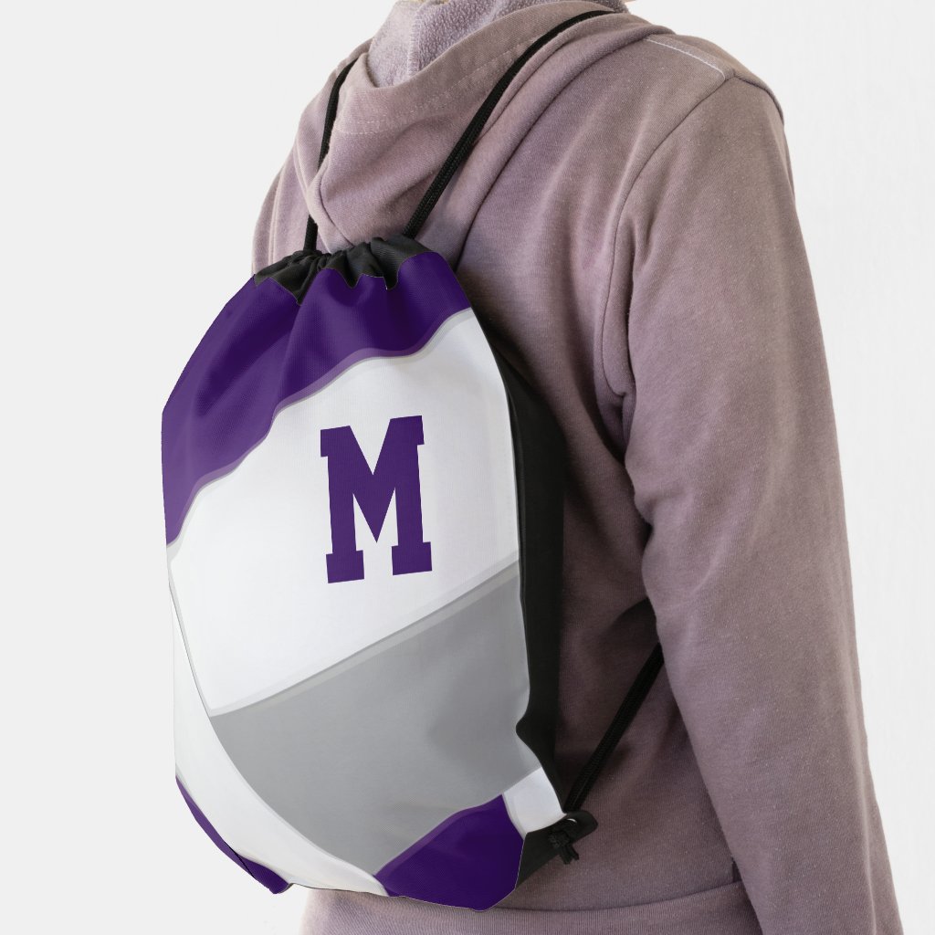 purple gray boys girls volleyball team colors drawstring bag