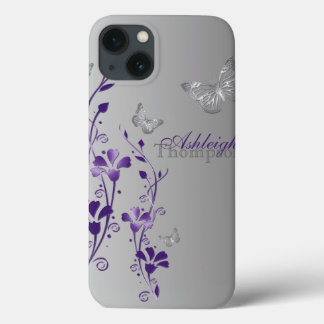 Purple, Gray Butterfly Floral iPad Air Case