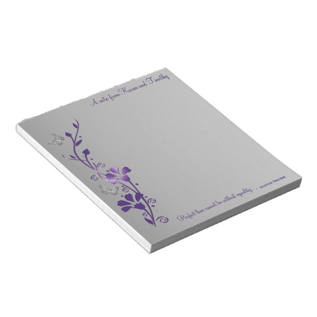 Purple, Gray Butterfly Foral with Scottish Proverb Notepad (Angled)