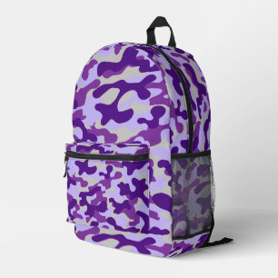Purple Gray Camouflage  Printed Backpack