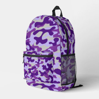 Purple Gray Camouflage Printed Backpack