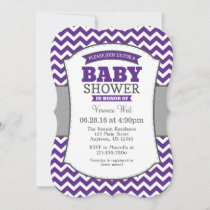 Purple Gray Chevron Baby Shower Invitation