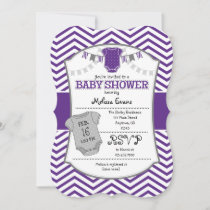 Purple Gray Chevron Baby Shower Invitation