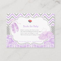 Purple & Gray Chevron Book Request for Baby Shower Enclosure Card