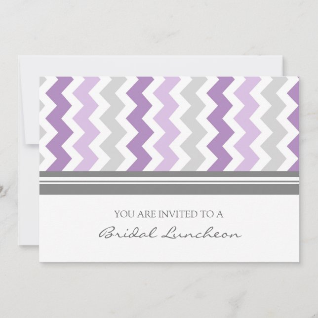 Purple Gray Chevron Bridal Lunch Invitation (Front)