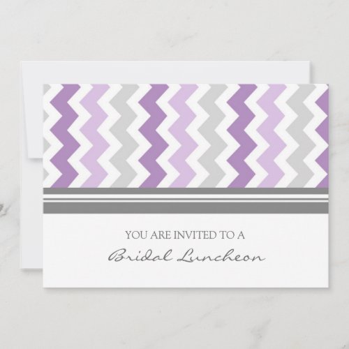 Purple Gray Chevron Bridal Lunch Invitation