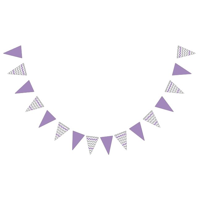 Purple Gray Chevron Festive Bunting Flags (All)