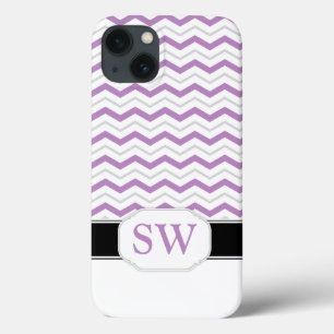 Purple & Gray Chevron Monogram iPad 2/3/4 Case