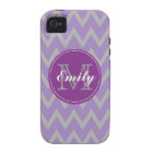 Purple & Gray Chevron Monogram iPhone 4/4s case