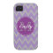 Purple & Gray Chevron Monogram iPhone 4/4s case
