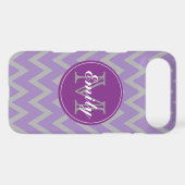Purple & Gray Chevron Monogram iPhone 4/4s case (Back (Horizontal))