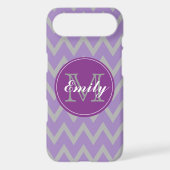 Purple & Gray Chevron Monogram iPhone 4/4s case (Back)