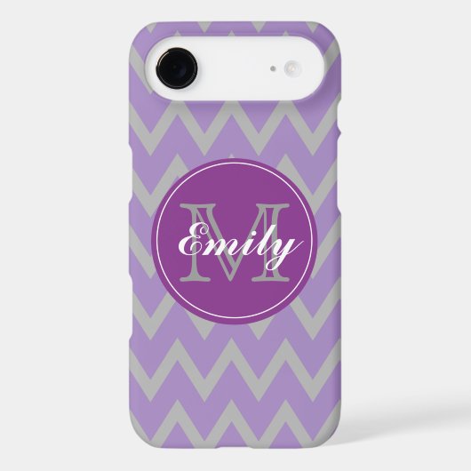 Purple & Gray Chevron Monogram iPhone 4/4s case (Back)