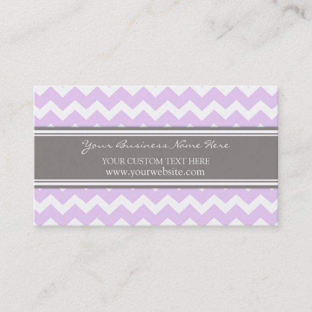 Purple Gray Chevron Retro Business Cards (Front)