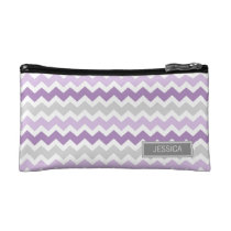 Purple Gray Chevrons Pattern Custom Name Bag