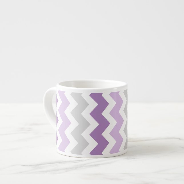 Purple Gray Chevrons Pattern Espresso Mug (Front Left)