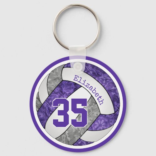 purple gray custom girls volleyball team gifts keychain