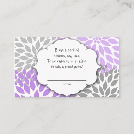 Customizable Purple Gray Dahlia raffle ticket or insert card Business Card Templates