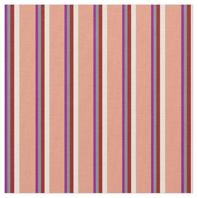 Purple, Gray, Dark Red, Bisque & Dark Salmon Fabric (Close Up)