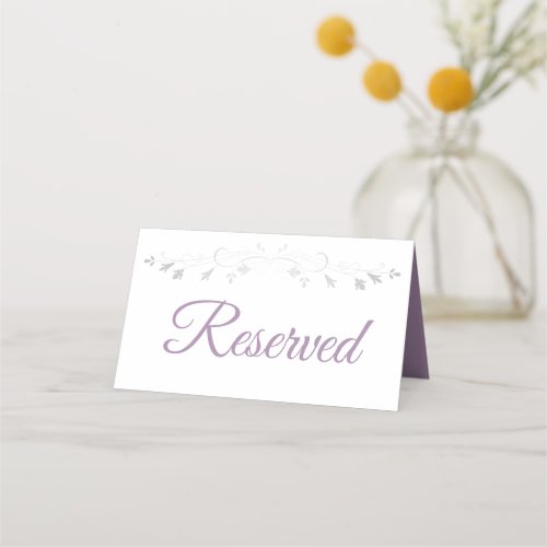 Purple  Gray Elegant Wedding Reserved Place Card