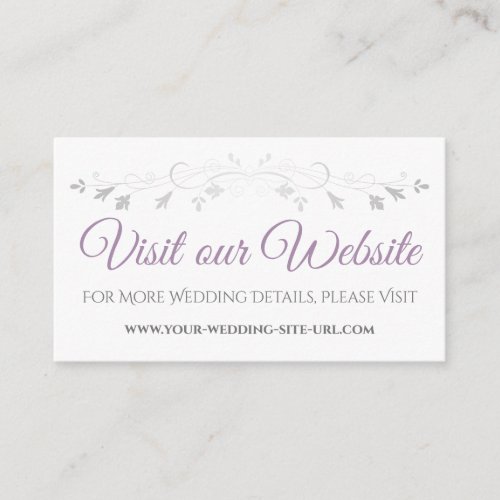 Purple Gray Elegant Wedding Visit Our Website Card
