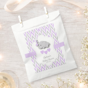 Purple & Gray Elephant Baby Shower 2 Favor Bag