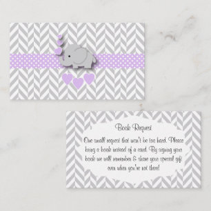 Purple Gray Elephant Baby Shower Book Request Enclosure Card
