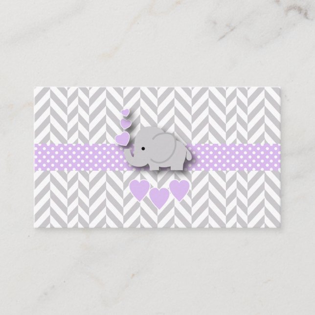Purple Gray Elephant Baby Shower Book Request Enclosure Card (Front)