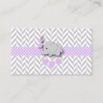 Purple Gray Elephant Baby Shower Diaper Raffle Enclosure Card