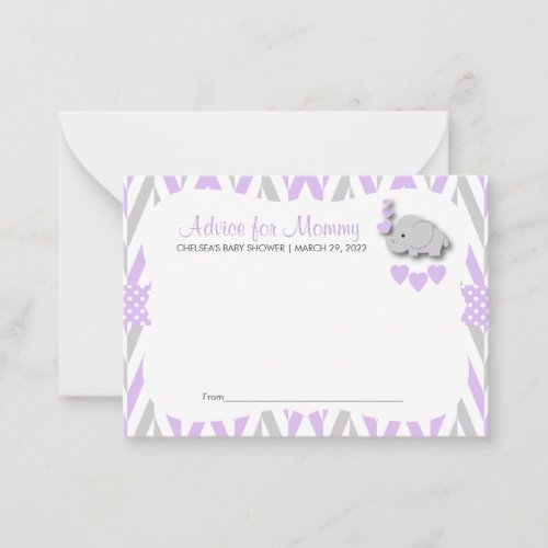 Purple  Gray Elephant Baby Shower Sm _ Advice