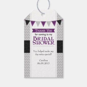 Purple Gray Flag Bridal Shower Thank You Tags