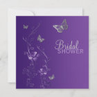 Purple Gray Floral Butterfly Bridal Shower Invite