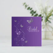 Purple Gray Floral Butterfly Bridal Shower Invite (Standing Front)