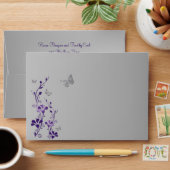 Purple, Gray Floral Butterfly Envelope for 5"x7" (Desk)