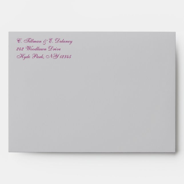Purple, Gray Floral, Hearts Envelope for 5x7 Sizes (Front)