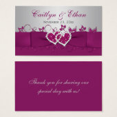 Purple, Gray Floral, Hearts Wedding Favor Tag (Front & Back)