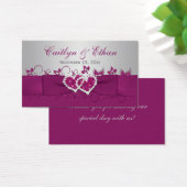 Purple, Gray Floral, Hearts Wedding Favor Tag (Desk)