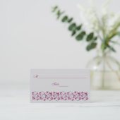 Purple, Gray Floral Place Card (Standing Front)